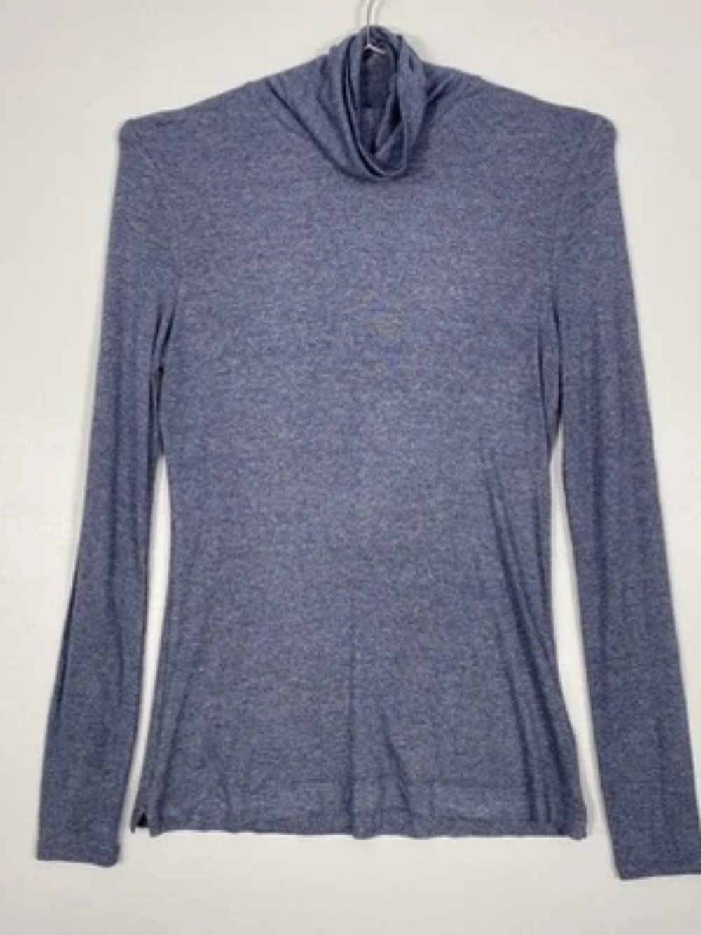 White + Warren Soft Heather Blue Turtleneck Long Sleeve Light